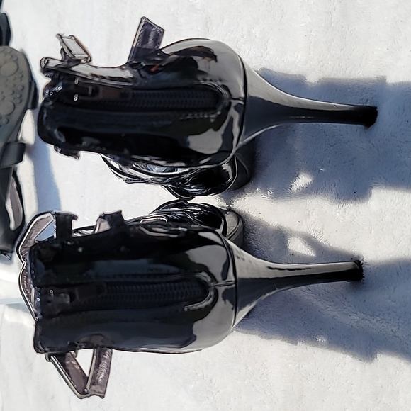 Daisy Fuentes 7.5 "carra" stiletto heels shiny black forefoot platform - Picture 4 of 13